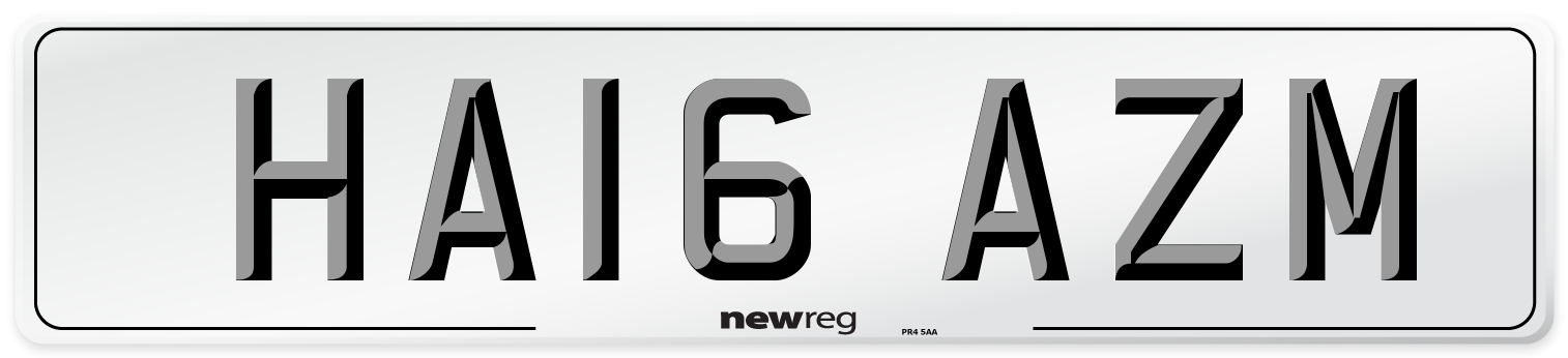 HA16 AZM Number Plate from New Reg